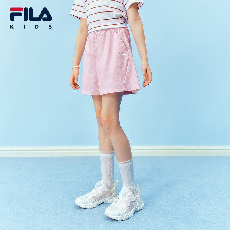 FILA KIDS斐乐儿童梭织五分裤2026夏季款女大童休闲梭织