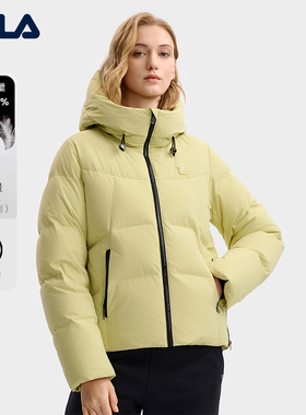 90鹅高蓬740+FILA斐乐羽绒服女2025冬季新款保暖轻便连帽防水外套