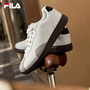 FILA 黑色休闲鞋 斐乐男薄底帆布鞋 小白鞋 拼接轻便运动板鞋 星峦鞋