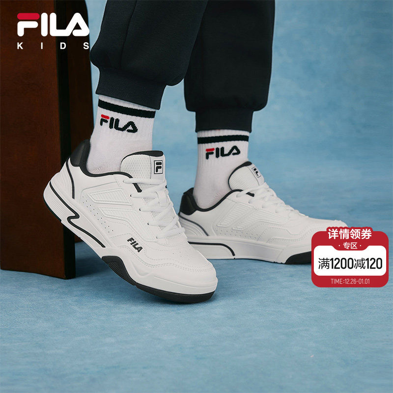 FILA KIDS斐乐童鞋儿童板鞋冬季款男女大童经典律动休闲小白
