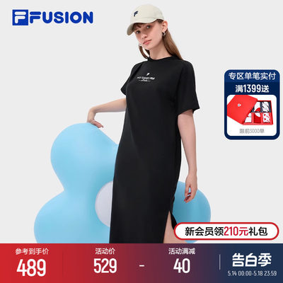 FILAFUSION女子连衣裙圆领T恤裙