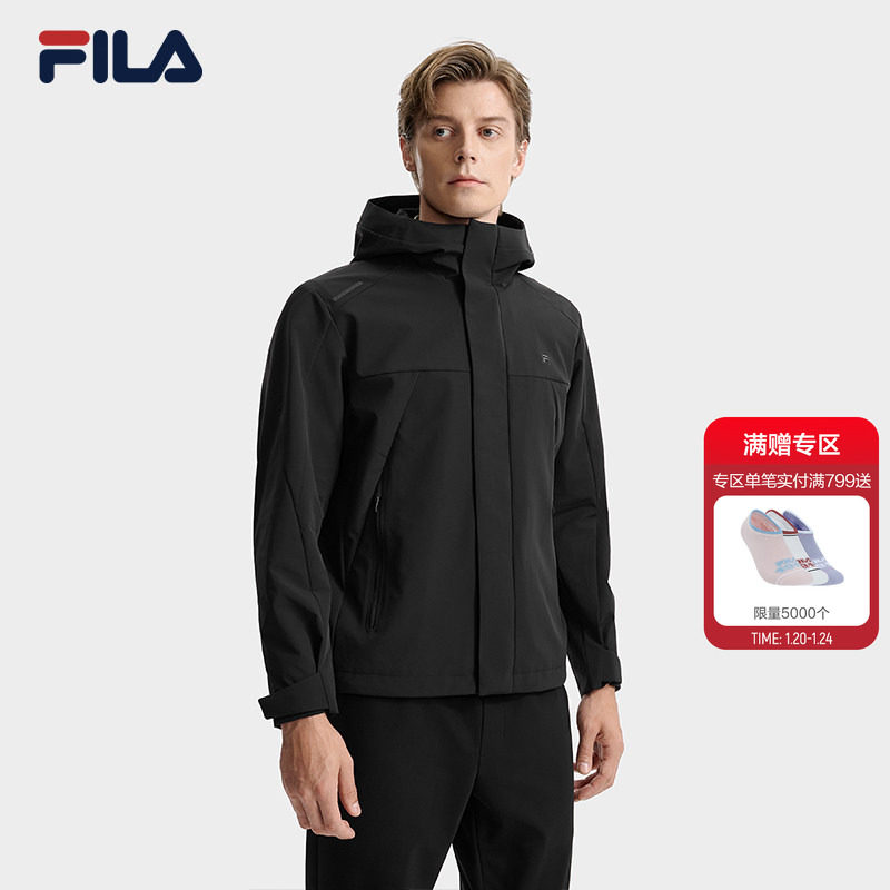 FILA斐乐官方男梭织外套25冬新款时尚简约舒适休闲连帽防泼水上衣,运动服/休闲服装,运动茄克/外套,淘宝优惠券,粉丝福利购,淘宝优惠卷