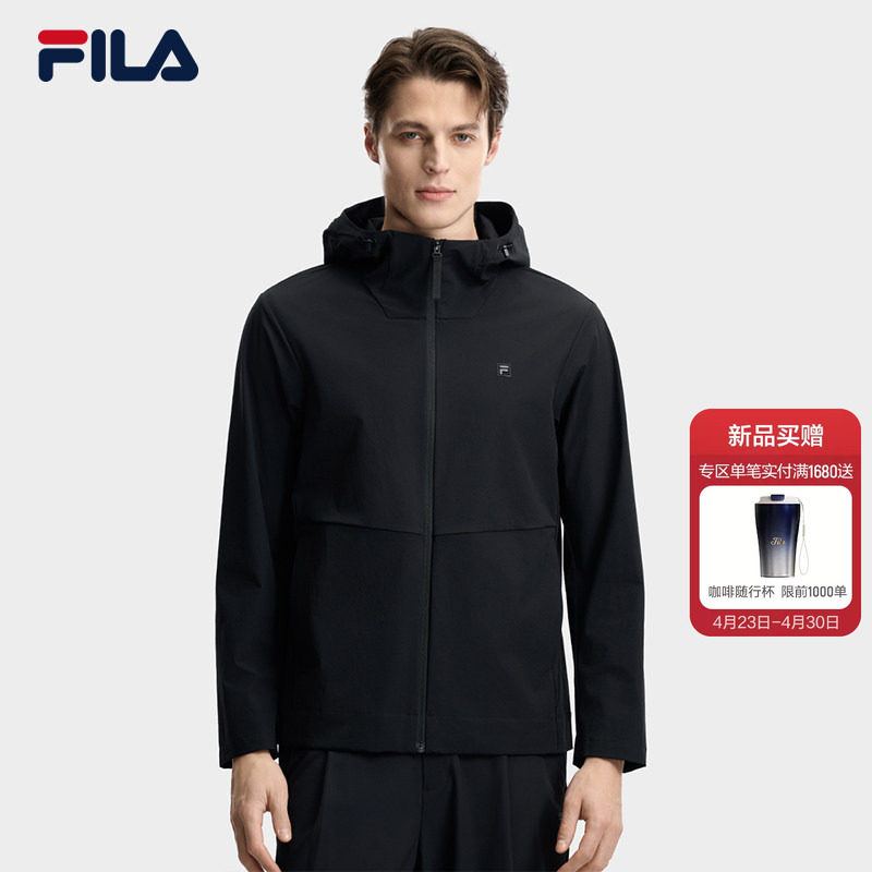 FILA 斐乐官方男士梭织外套2026夏新款时尚休闲百搭轻薄连帽上衣