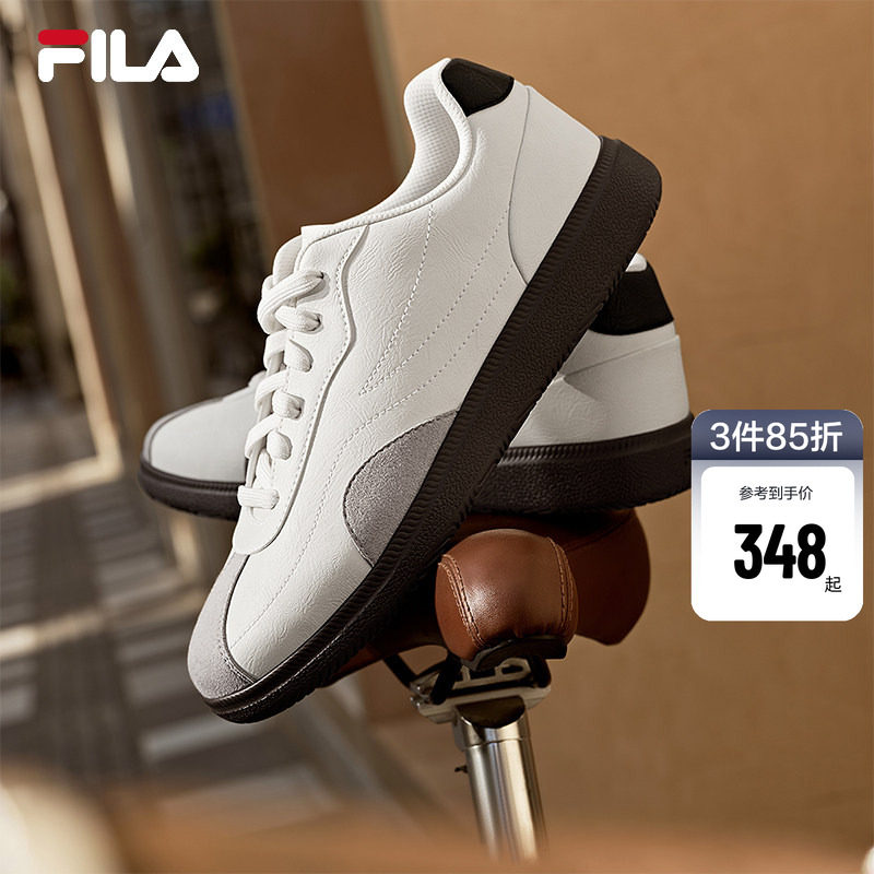 星峦鞋|FILA 斐乐男薄底帆布鞋拼接轻便运动板鞋小白鞋黑色休闲鞋