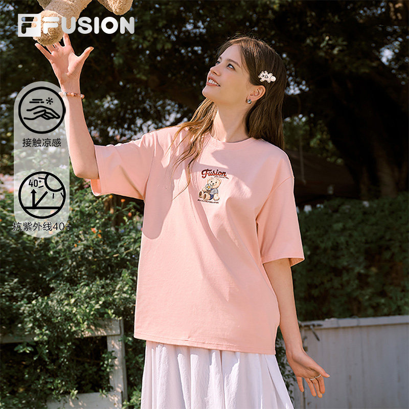 章昊同款FILA FUSION斐乐潮牌情侣短袖2026夏新款宽松