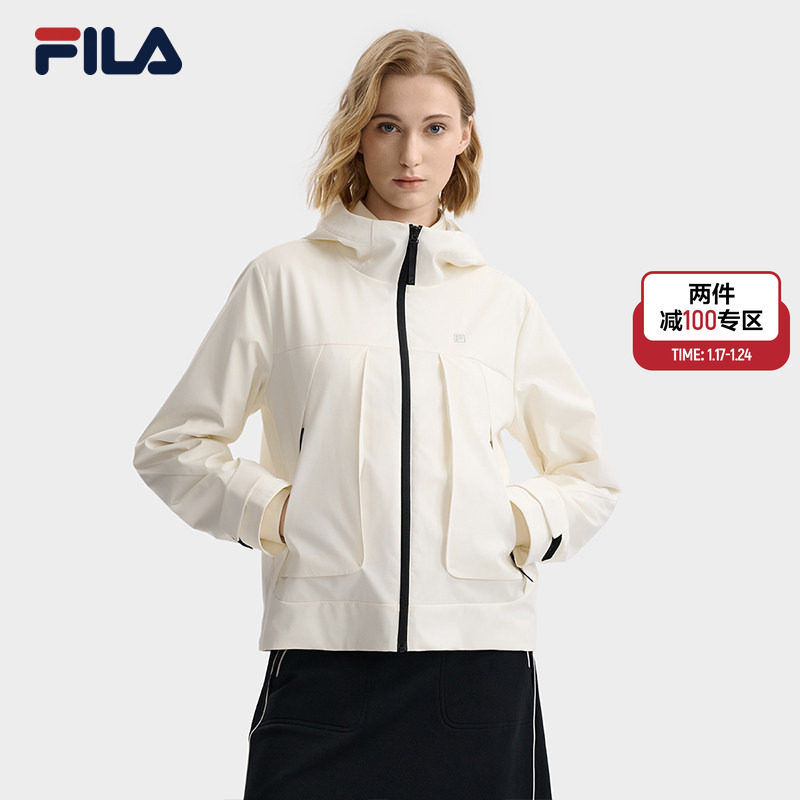 FILA 斐乐官方女士梭织外套2025冬新款时尚简约舒适休闲连帽上衣,运动服/休闲服装,运动茄克/外套,淘宝优惠券,粉丝福利购,淘宝优惠卷