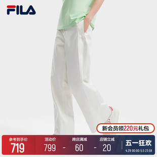 新款 休闲阔腿裤 杨幂同款 FILA 2024夏季 斐乐官方女士梭织长裤