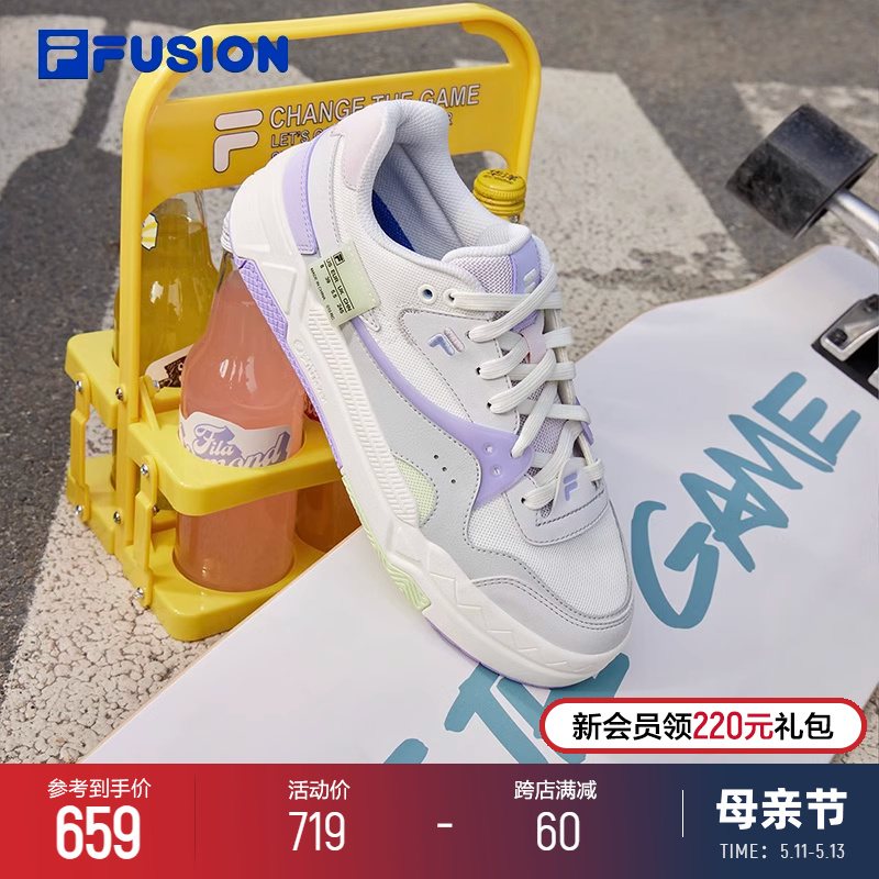 FILA FUSION斐乐潮牌BANK女鞋滑板鞋厚底增高时尚运动百搭休闲鞋-封面