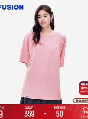 FILA FUSION斐乐潮牌情侣运动T恤2024年新夏多彩宽松纯棉上衣男女