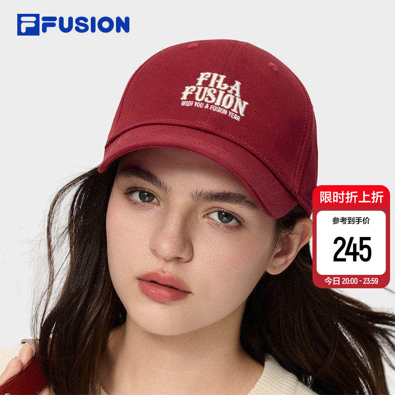 FILA FUSION斐乐帽子情侣款棒球帽2026新款红色休闲运