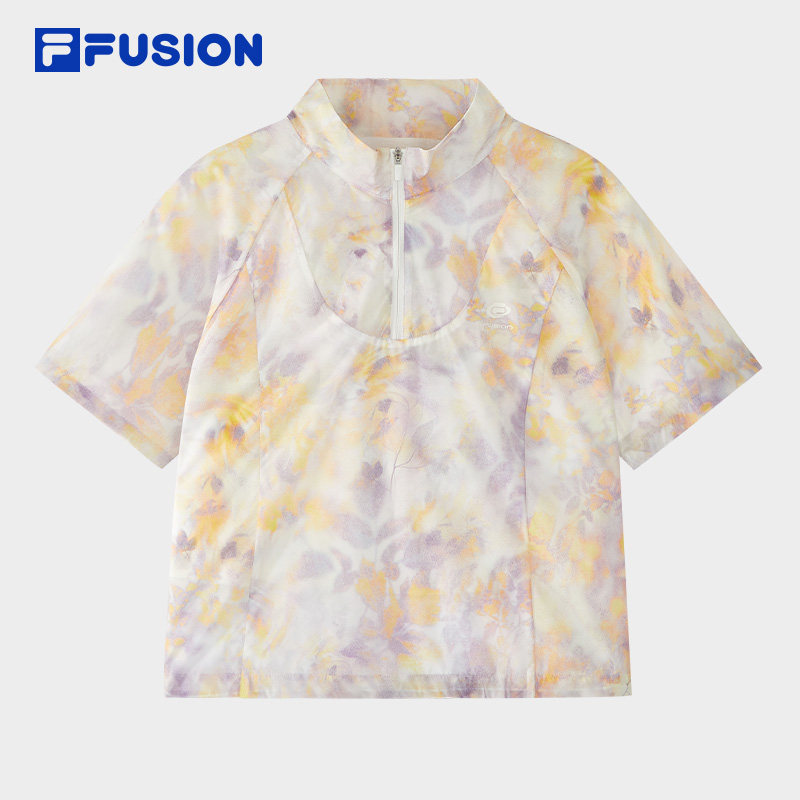 FILA FUSION斐乐潮牌女子梭织短袖衫2026夏季新款时尚