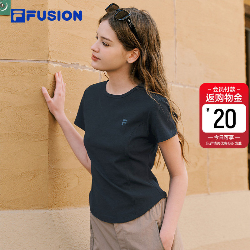 FILA FUSION斐乐潮牌女子针织短袖衫2026夏季新款休闲