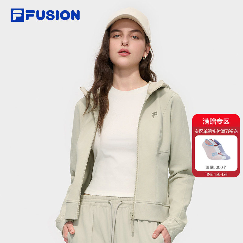 FILA FUSION斐乐潮牌针织连帽外套女2025冬新款时尚休闲修身上衣,运动服/休闲服装,运动茄克/外套,淘宝优惠券,粉丝福利购,淘宝优惠卷