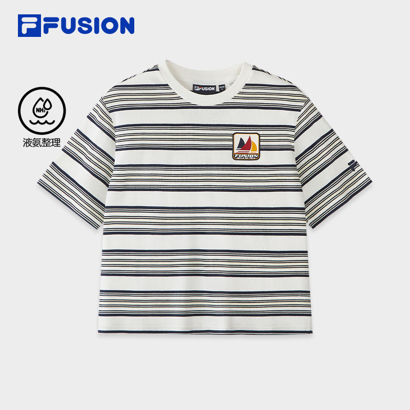 FILA FUSION斐乐潮牌女子针织短袖衫2026夏季新款纯棉