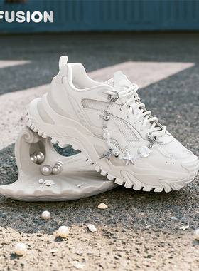 硬糖丨FILA FUSION 斐乐老爹鞋新款网面透气白色女鞋厚底增高鞋子