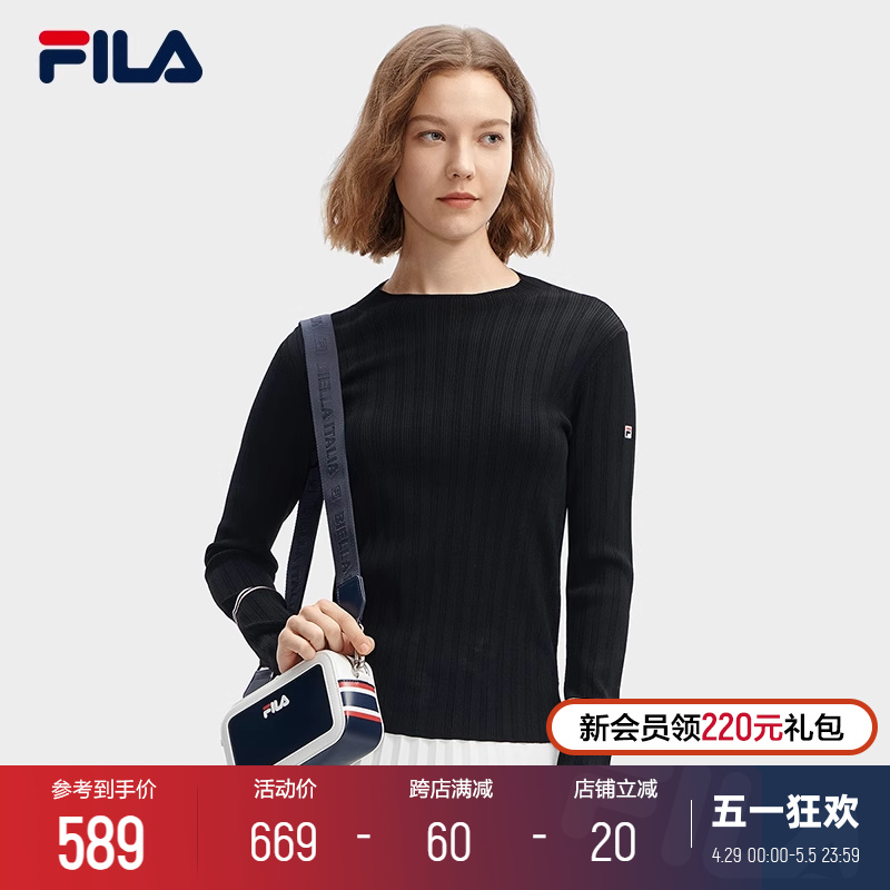 FILA 斐乐官方女子编织衫2024春新款时尚简约基础小高领内搭毛衣 运动服/休闲服装 运动毛衣/线衫 原图主图