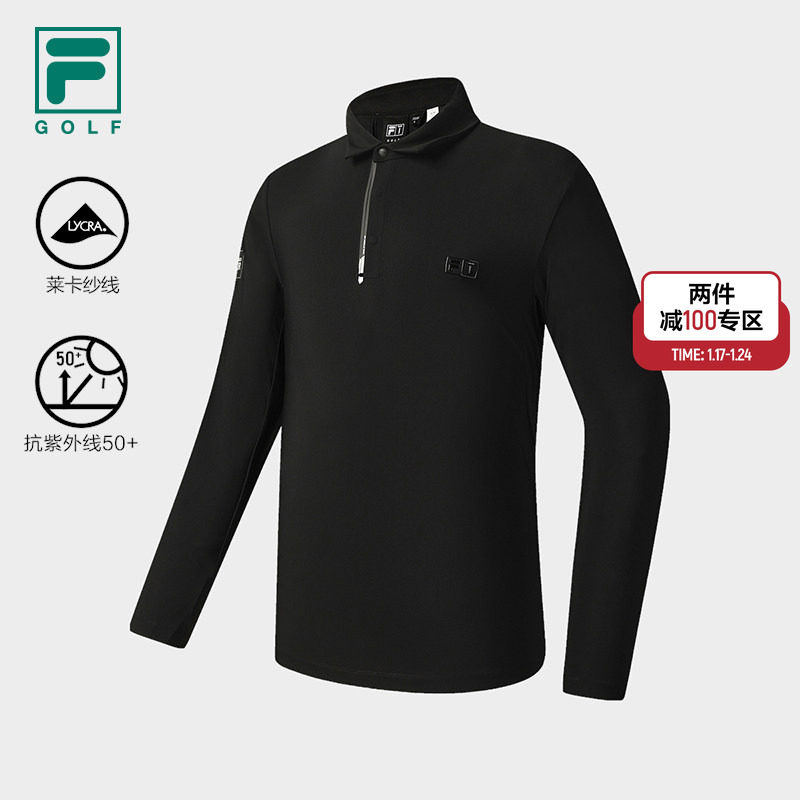 FILA 斐乐官方男子长袖POLO衫2025冬新款高尔夫运动防晒上衣,运动服/休闲服装,运动POLO衫,淘宝优惠券,粉丝福利购,淘宝优惠卷
