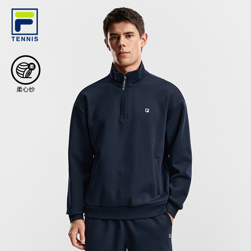 布云朝克特FILA 斐乐卫衣男2026春新款网球运动宽松针织长袖上衣