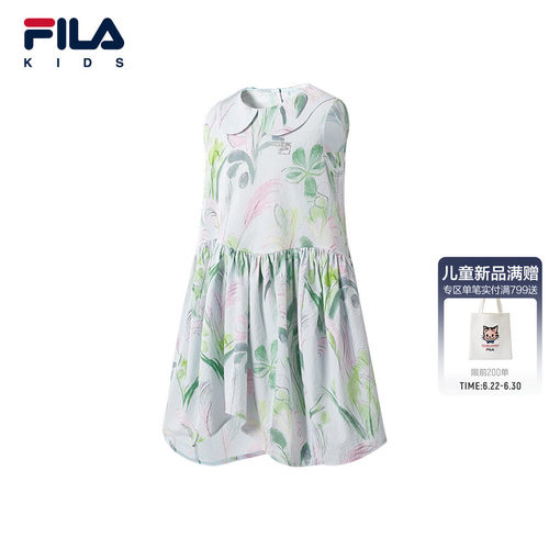 FILA KIDS斐乐童装女小童连衣裙2026秋季新款儿童休闲舒适梭织裙