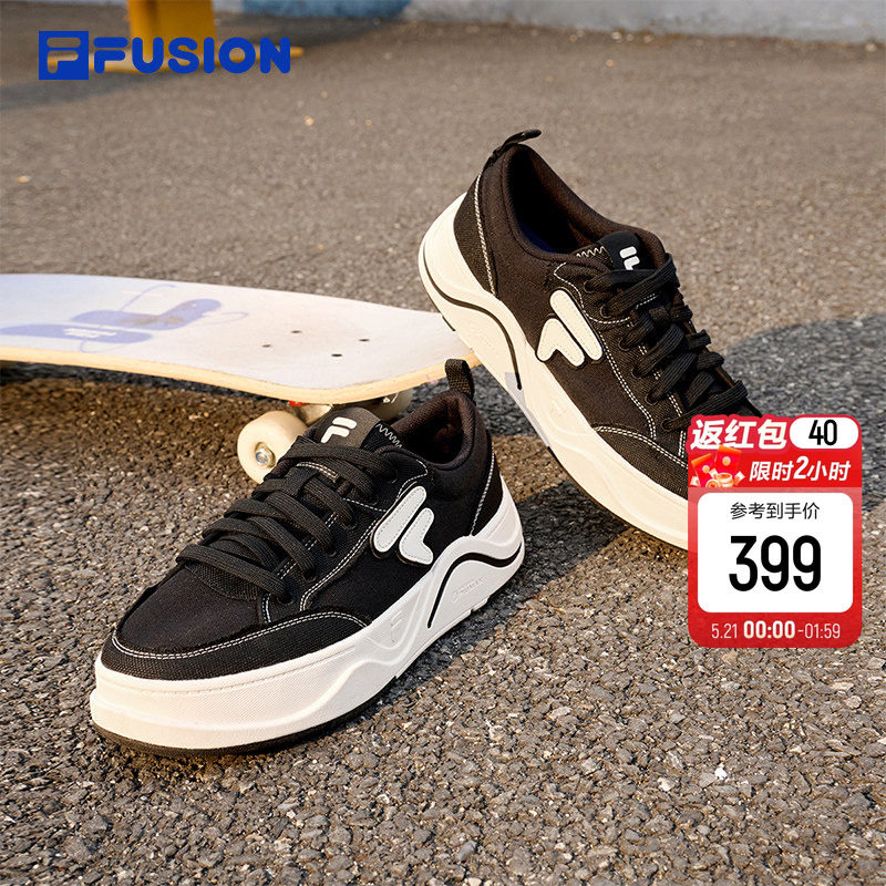 FILA FUSION 斐乐官方男鞋厚底帆布鞋夏季透气运动鞋轻便
