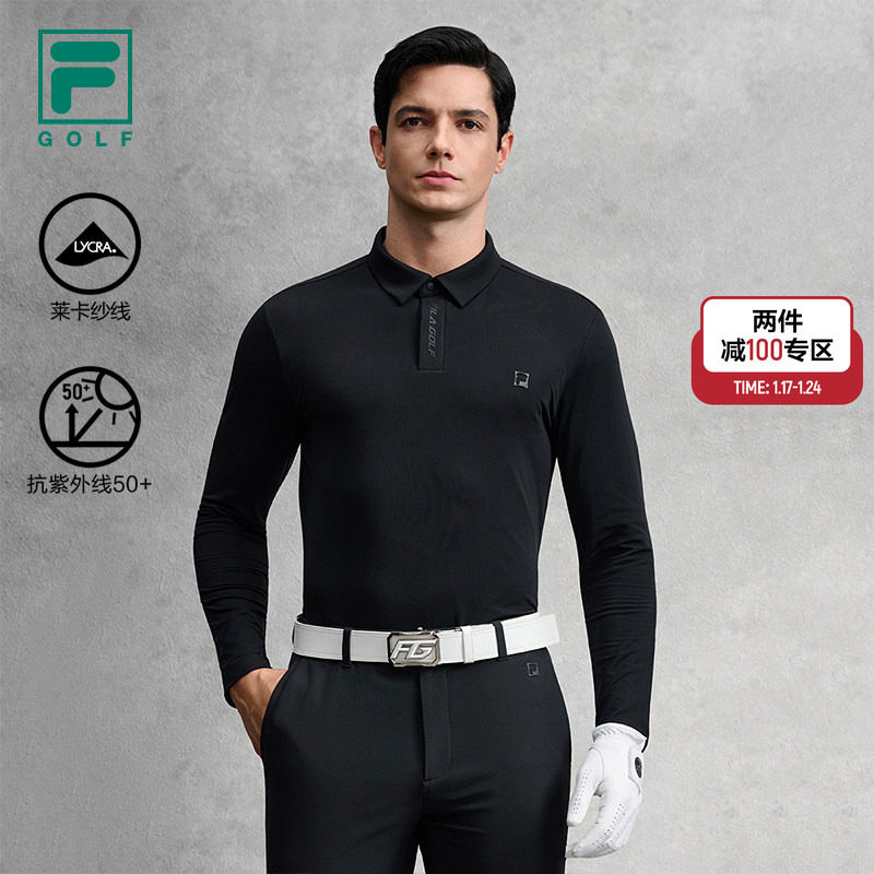 FILA 斐乐官方男子针织长袖POLO衫2025冬新款高尔夫运动修身上衣,运动服/休闲服装,运动POLO衫,淘宝优惠券,粉丝福利购,淘宝优惠卷