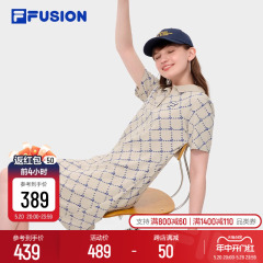 FILA FUSION斐乐潮牌连衣裙女2024夏季新款POLO连身裙老花长裙子