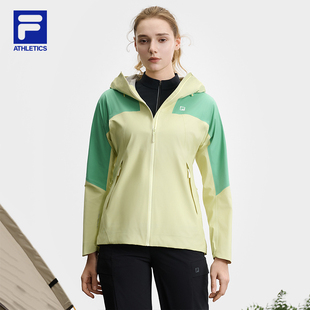 户外运动基础拼色连帽上衣 新款 FILA 斐乐官方女士冲锋衣2025夏季
