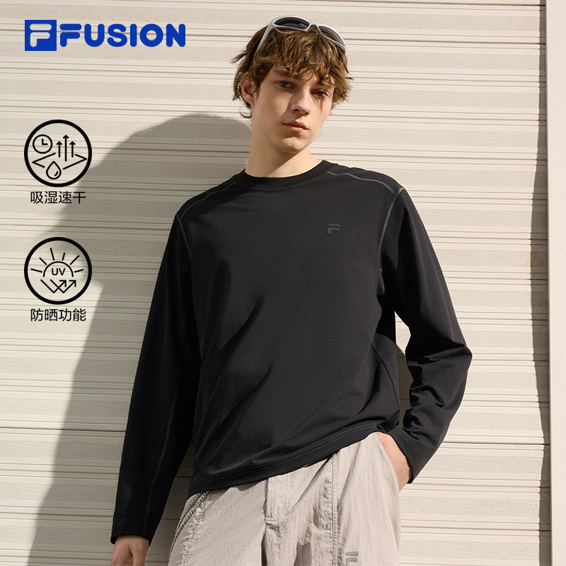 FILA FUSION斐乐潮牌速干防晒长袖T26秋季新款男休闲时尚基础针织