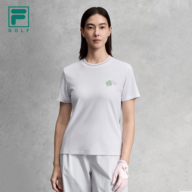 FILA斐乐官方女子针织短袖衫2026夏季新款高尔夫运动舒适刺绣