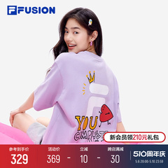 FILA FUSION斐乐潮牌运动短袖T恤夏季爱心情侣印花宽松上衣男女t