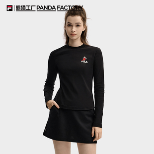 2025冬季 衫 新款 时尚 小高领长T FILA 简约修身 斐乐官方女子针织长袖