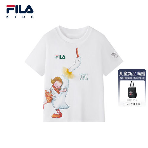 FILA KIDS斐乐童装女小童短袖T恤2026秋季新款儿童舒适纯棉上衣潮