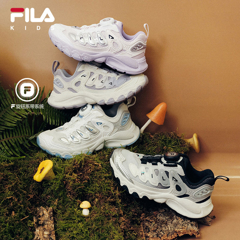 蘑菇鞋|FILA 斐乐童鞋儿童跑鞋2026秋季新款男女小童旋钮运动鞋子