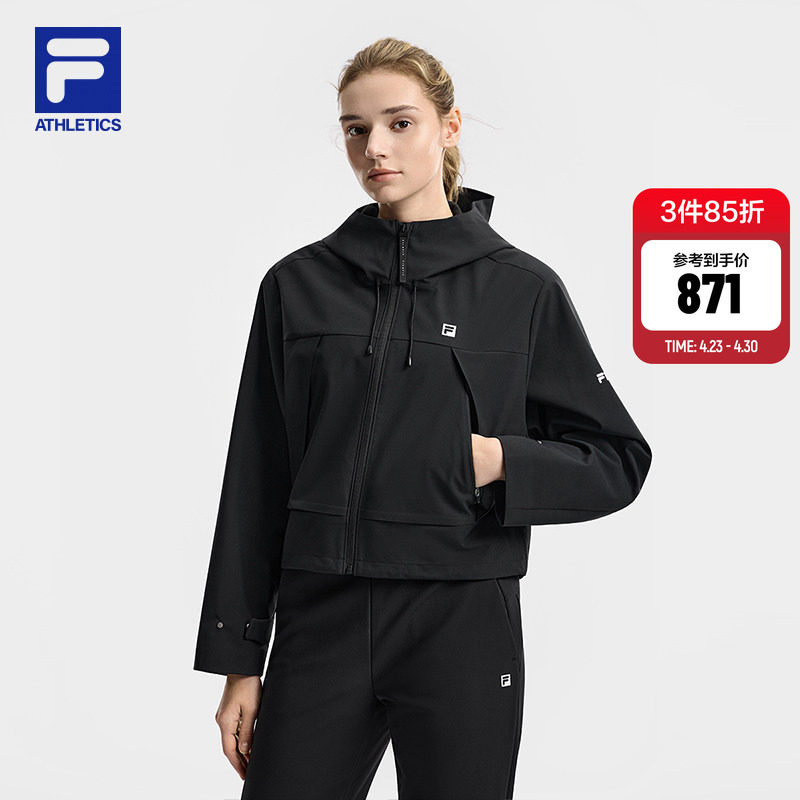 FILA 斐乐官方女士梭织外套2026春新款健身运动简约宽松连帽上衣
