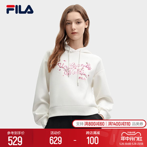 【杨幂同款】FILA 斐乐连帽卫衣女2024春新款宽松刺绣运动上衣