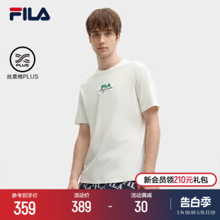 斐乐官方男子针织短袖 衫 2024春季 休闲舒适纯棉T恤男 FILA 新款 时尚