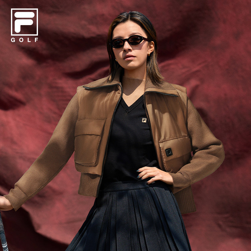 何沐妮同款FILA 斐乐官方女士棉服2025冬新款高尔夫运动翻领
