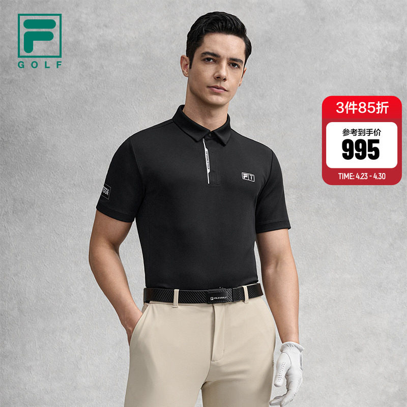 FILA 斐乐官方男子针织短袖POLO衫2026春新款高尔夫运动修身上衣