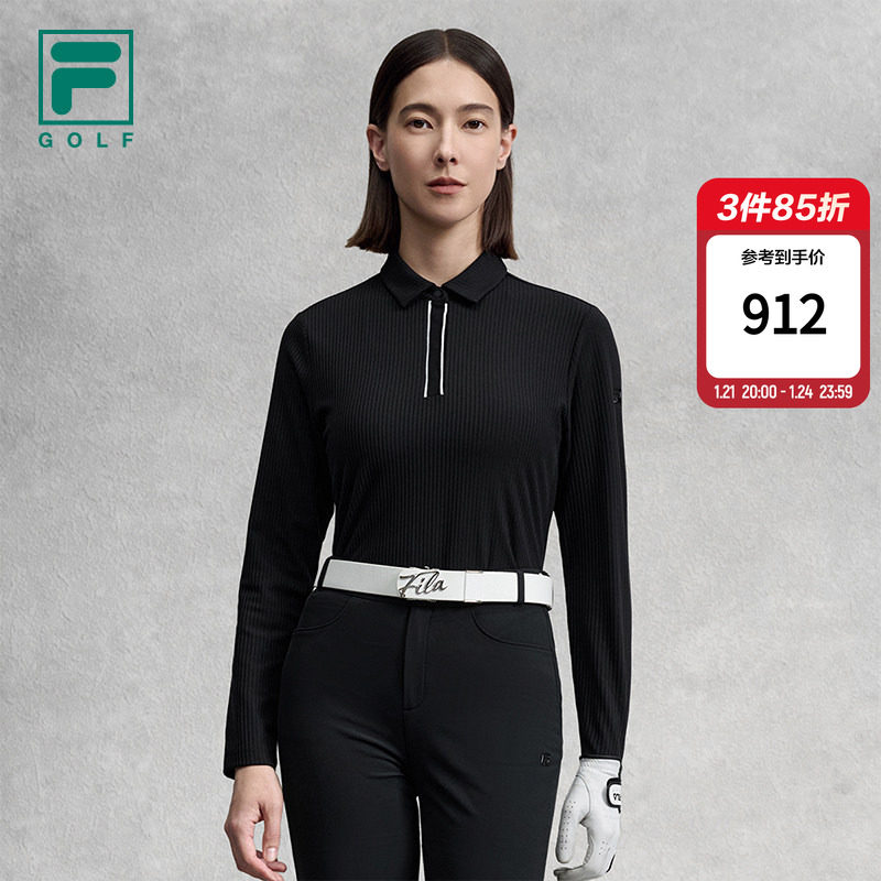FILA 斐乐官方女子针织长袖POLO衫2025冬新款高尔夫运动基础上衣,运动服/休闲服装,运动POLO衫,淘宝优惠券,粉丝福利购,淘宝优惠卷