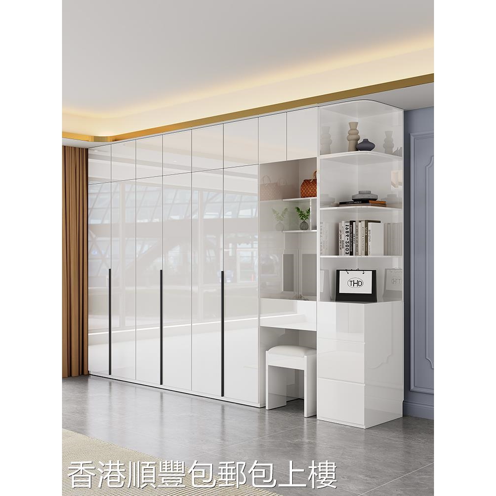 【香港】衣柜简约现代白色木质经济型家用四六五门组合卧室轻