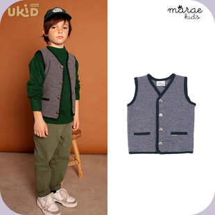 现货 MARAE秋冬新款 儿童灰色马甲