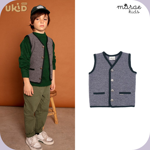 现货 MARAE 23AW秋冬新款 儿童灰色马甲