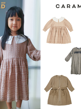 现货  caramel 新款 黄色格子翻领连衣裙