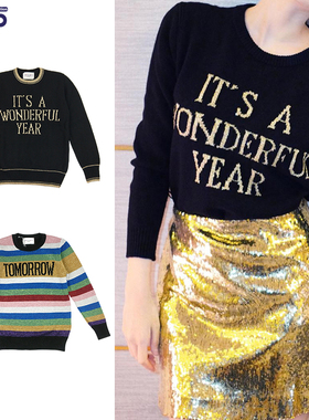 国内现货 Alberta Ferretti 童装秋冬新款 字母刺绣毛衣成人