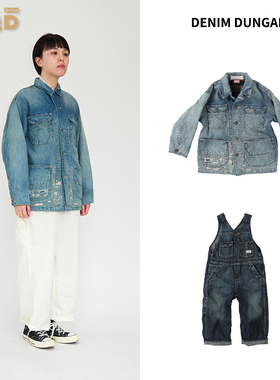 现货 DENIM DUNGAREE 2023AW 儿童秋冬新款 牛仔衣背带裤