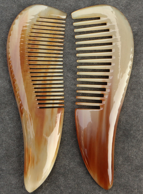 一把装正宗白牦牛角梳细齿密齿梳直发顺发梳子按摩梳便携梳长15CM