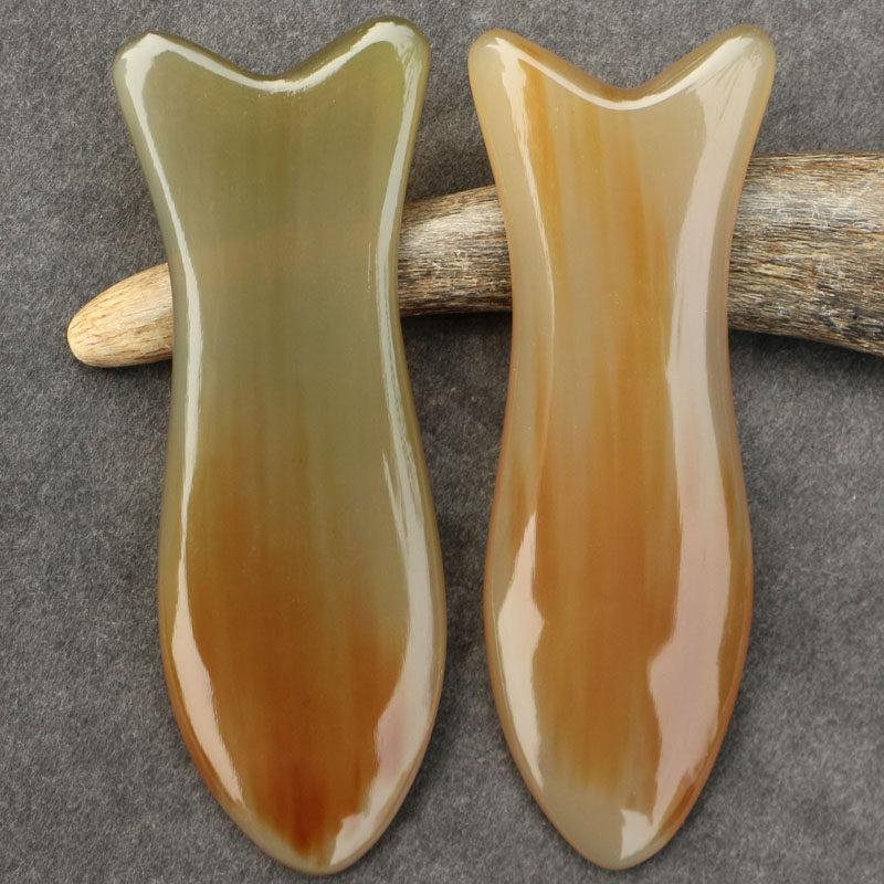 天然白牛角刮痧按摩板 面部美容板片背部四肢刮痧板 长12厘米加厚