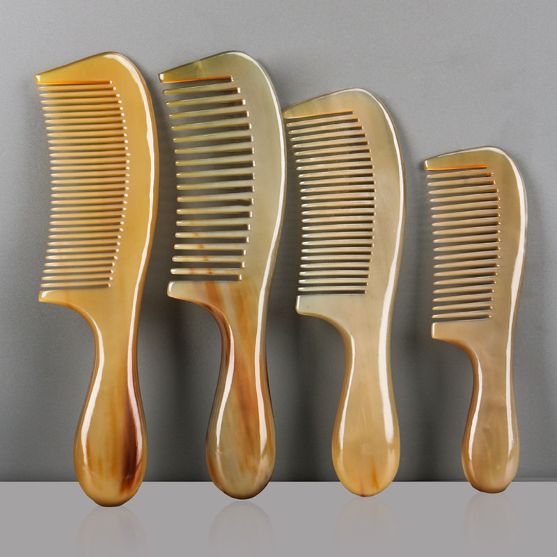 一把装天然牛角梳顺发按摩梳密齿宽齿梳加厚手柄家用便携15-20CM