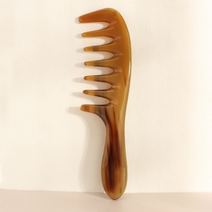 牛角梳子大齿宽齿卷发烫发梳顺发按摩梳七齿梳子头部放松梳子加厚