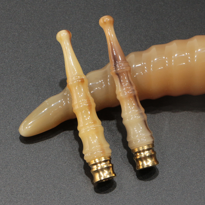 天然牦牛角烟嘴可清洗双重过滤拉杆型粗细烟嘴送备用滤芯男士礼品